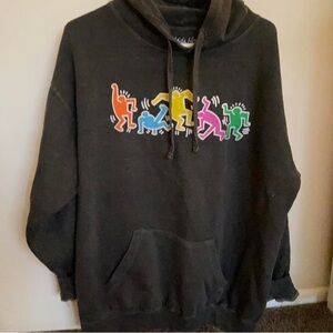 Dark gray Keith Haring street art hoodie
